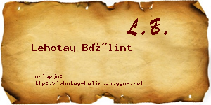 Lehotay Bálint névjegykártya